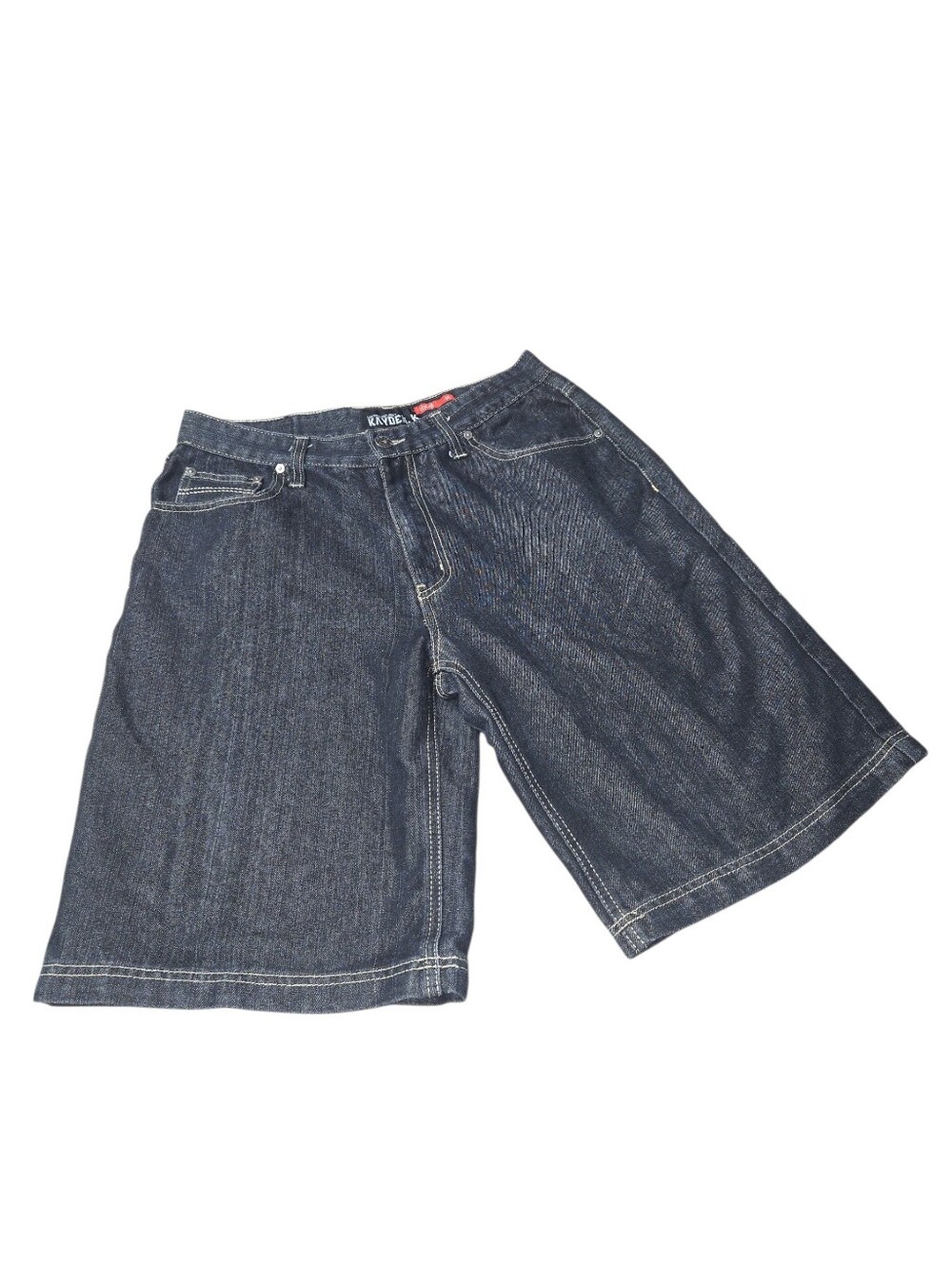 Men's Dark Blue Denim Jean Shorts with Relaxed Wide Leg